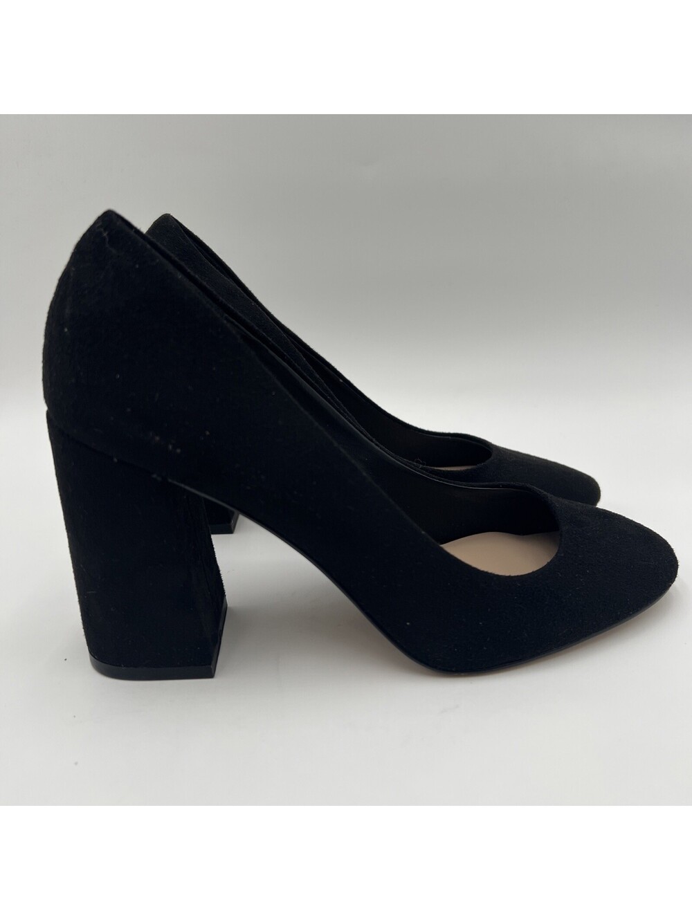 Mix No. 6 OMMI Black Textile Round Toe Block Heel Slip On Pumps, Size 7.5M